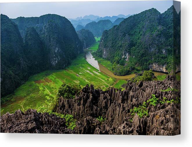 Ba Giot Canvas Print featuring the photograph View from Hang Mua Peak by Arj Munoz