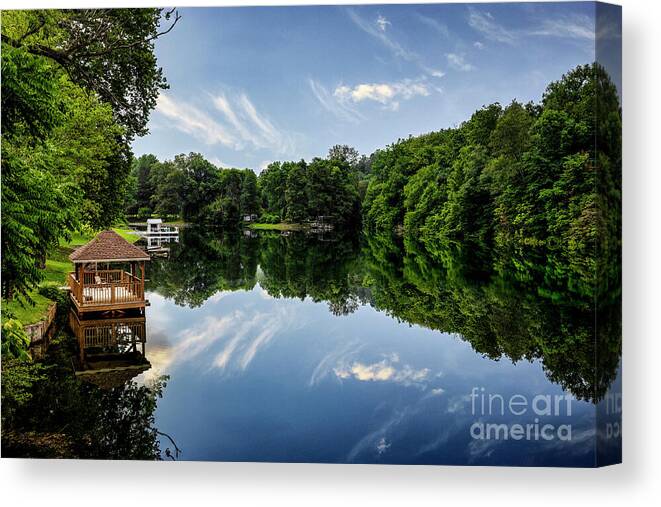 South Fork Canvas Print featuring the photograph View from Nellie Pratt swinging bridge by Shelia Hunt