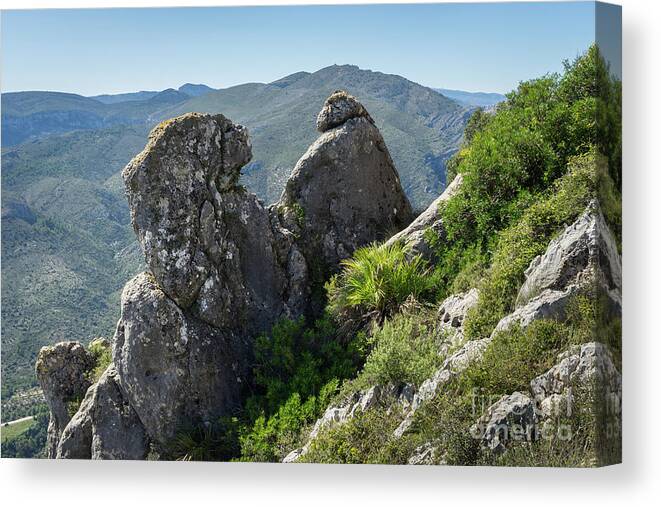 Mountains Canvas Print featuring the photograph Rock formation and Mediterranean mountain landscape by Adriana Mueller