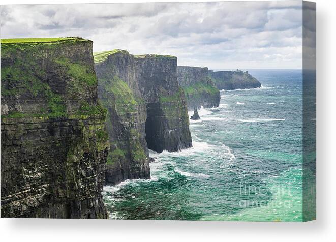  Canvas Print featuring the photograph View of Cliffs of Moher in Ireland by Elena Elisseeva