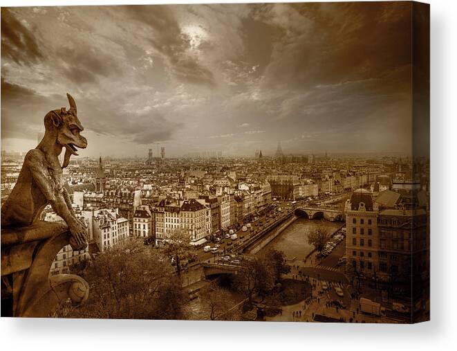 Eiffel Tower Canvas Print featuring the photograph View of Paris From Notre Dame by Serge Ramelli