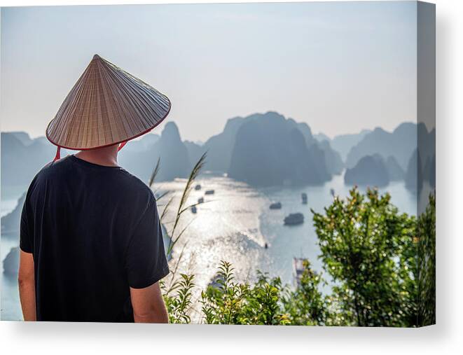  Canvas Print featuring the photograph View Over Halong Bay by Dubi Roman