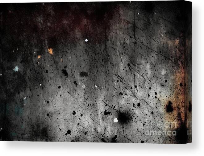 Vintage Canvas Print featuring the painting Vintage Dark Distressed Smudges Speckles And Stains Old Photo Film Grain Dust And Scratches Texture Overlay Dirty Grainy Gritty Grunge Analog 8k 16 9 Retro Noise Effect Background 3d Rendering by N Akkash