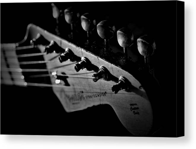 Wall Art Canvas Print featuring the photograph Vintage Fender Stratocaster Headstock 2 by Guitarwacky Fine Art