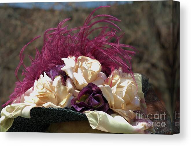 Hat Canvas Print featuring the photograph Vintage Hat With Fabric Roses by Kae Cheatham