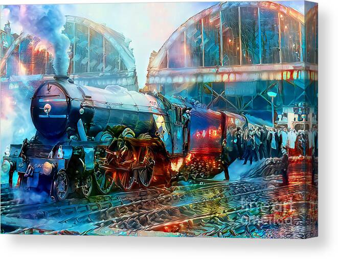 Wingsdomain Canvas Print featuring the photograph Vintage Nostalgic Steam Locomotive 20201203 by Wingsdomain Art and Photography