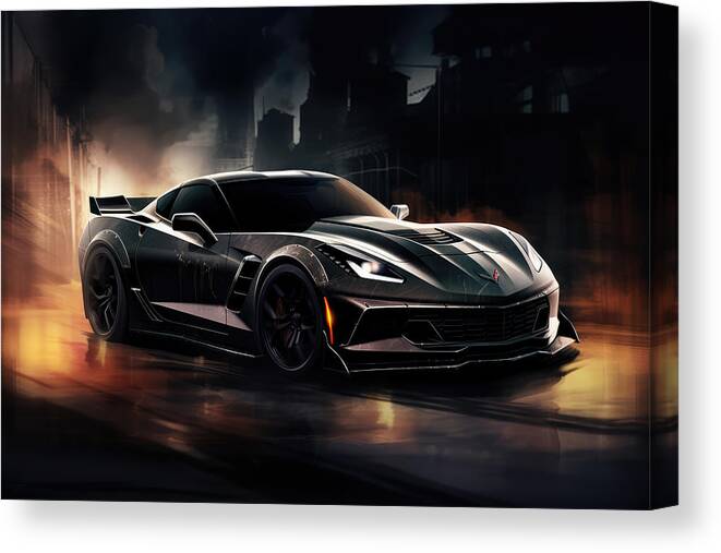 Zr1 Canvas Print featuring the painting Visual Exploration of the ZR1's Spirit by Lourry Legarde