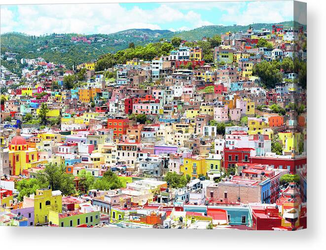 Mexico Canvas Print featuring the photograph Viva Mexico Collection - Guanajuato Colorful City X by Philippe HUGONNARD