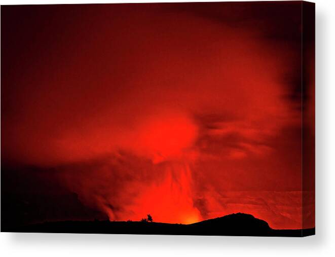 Kilauea Volcano Canvas Print featuring the photograph Volcanic Plume Day 1 September 2021 Eruption by Heidi Fickinger