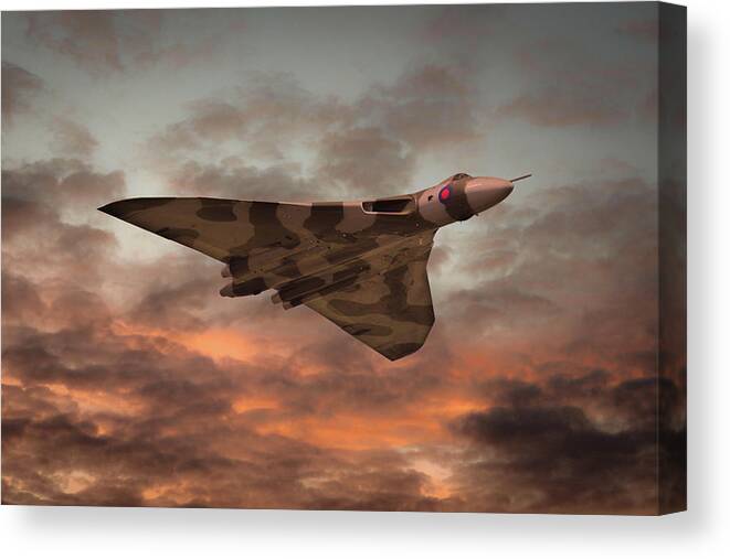 Avro Vulcan Bomber Canvas Print featuring the digital art Vulcan Bomber Sunset by Airpower Art