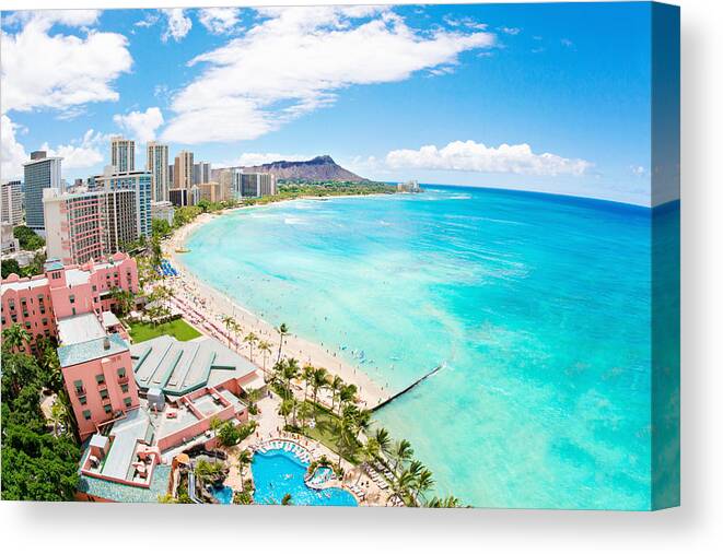 Outdoors Canvas Print featuring the photograph Waikiki beach by M.M. Sweet