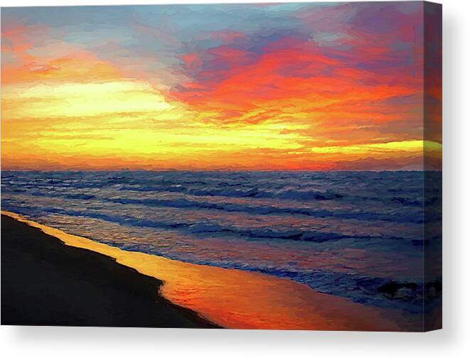 Lake Michigan Canvas Print featuring the photograph Wait For It a la Van Gogh by Kathi Mirto