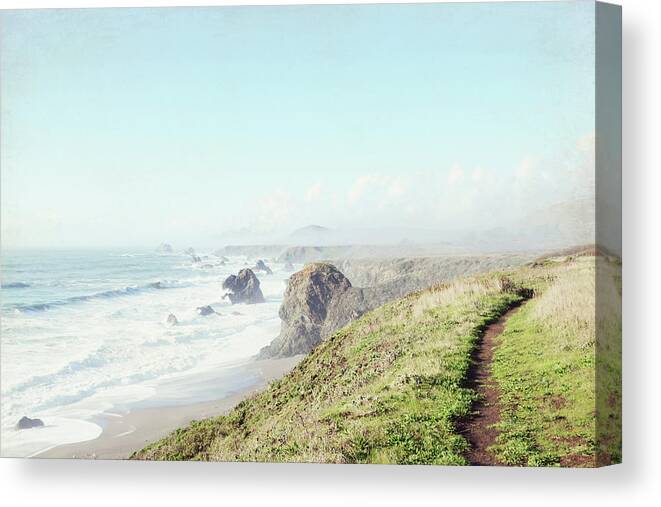 California Coast Canvas Print featuring the photograph Walk Along the Sea by Lupen Grainne