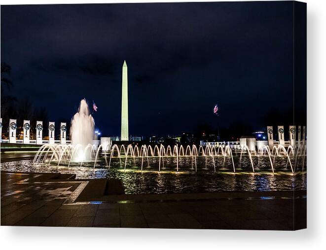 Washington Monument Canvas Print featuring the digital art Washington Monument from the World War II Memorial by SnapHappy Photos