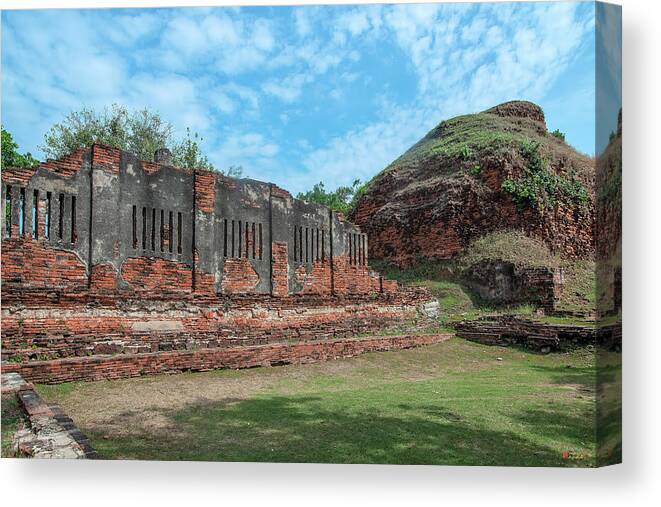 Scenic Canvas Print featuring the photograph Wat Nakorn Kosa Wihan and Chedi DTHLB0016 by Gerry Gantt