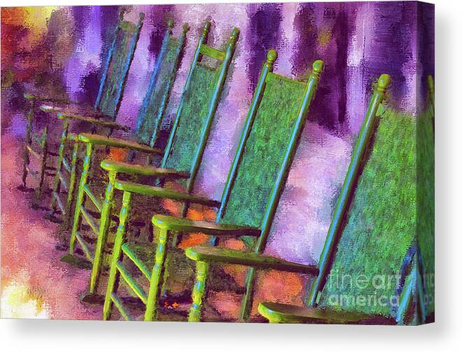 Rocking Chair Canvas Print featuring the digital art Watching The World Go By by Lois Bryan