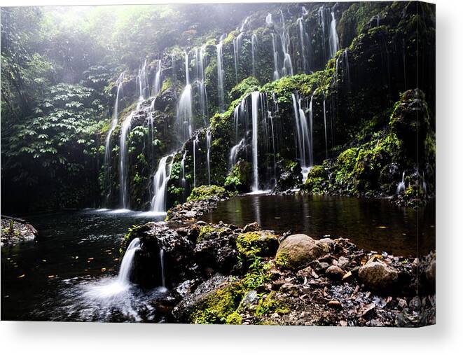 Waterfalls Bali Canvas Print featuring the photograph Into The Mist - Waterfall, Bali, Indonesia by Earth And Spirit