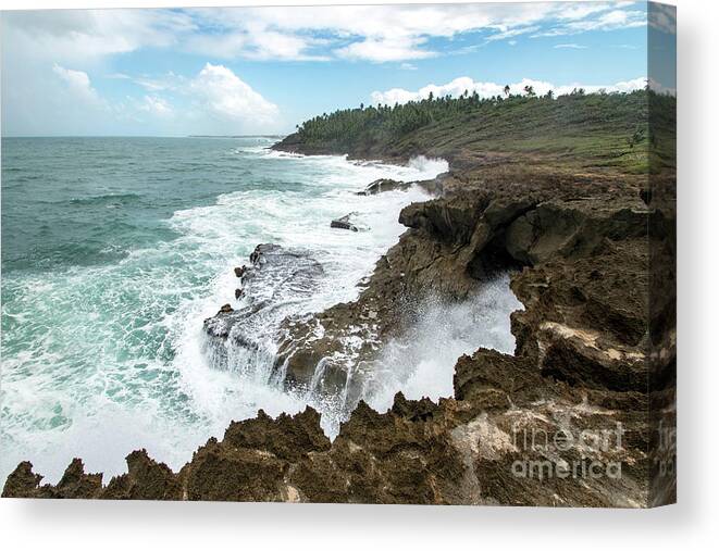 Parque Canvas Print featuring the photograph Waterfall Waves at Parque nacional Cerro Gordo, Puerto Rico by Beachtown Views
