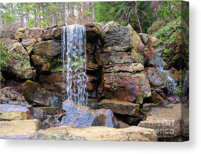 Landscape Canvas Print featuring the photograph Waterfalls in Arkansas by Diana Mary Sharpton