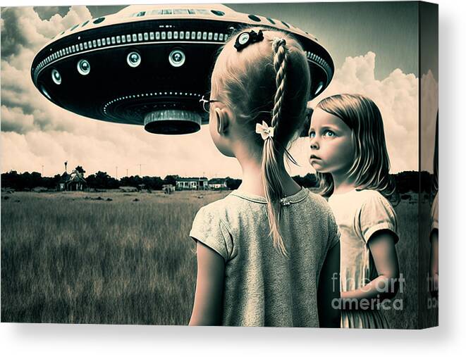 Ufo Canvas Print featuring the digital art We Really Should Go Now by Jay Schankman