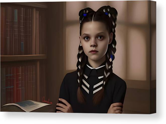 Wednesday Canvas Print featuring the digital art Wednesday's Child by Annalisa Rivera-Franz