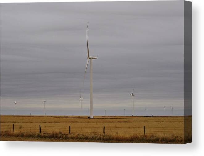 Windmill Canvas Print featuring the photograph West Texas Wind Farm by Gaby Ethington