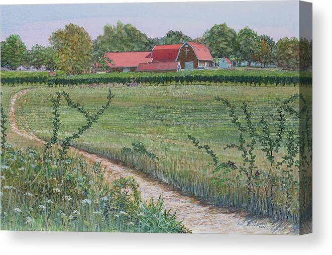 Landscape Canvas Print featuring the painting Westport Rivers Vineyard by Bill McEntee