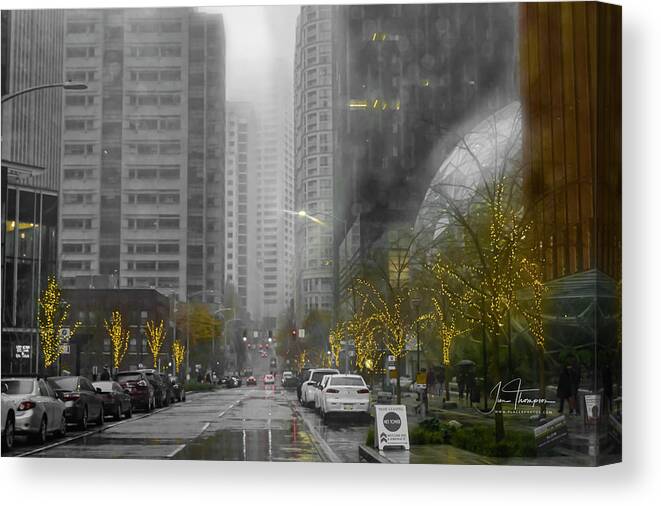 Amazon.com Campus Canvas Print featuring the photograph Wet Seattle by Jim Thompson
