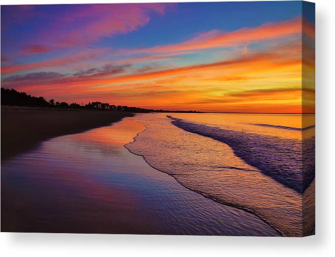 Footbridge Beach Canvas Print featuring the photograph What a Morning by Penny Polakoff