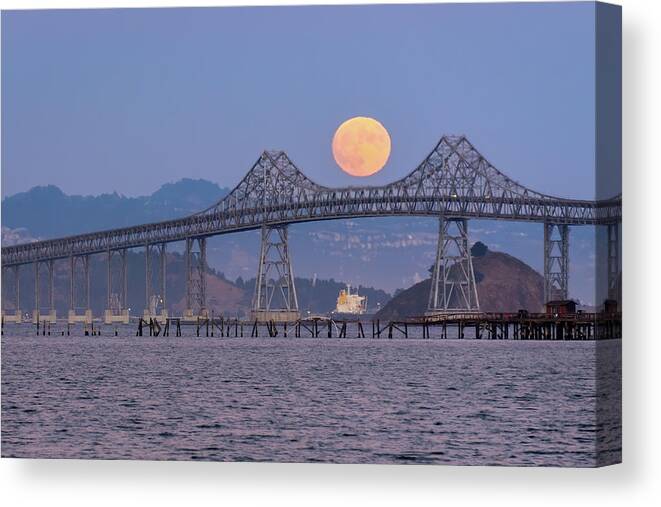 Landscape Canvas Print featuring the photograph When the Moon Hits the Sky by Laura Macky