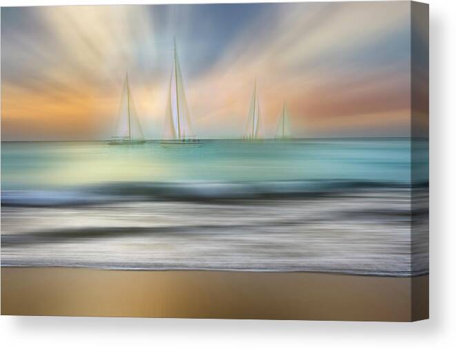 Boats Canvas Print featuring the photograph White Sails Dreamscape by Debra and Dave Vanderlaan