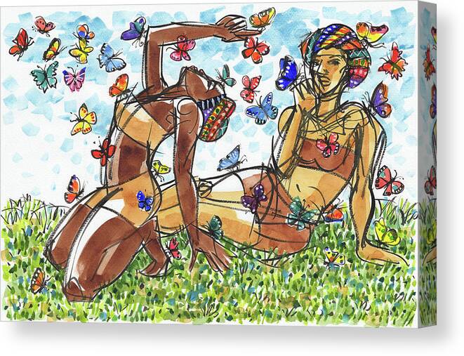 Life Drawing Canvas Print featuring the painting Wild Connection by Judith Kunzle