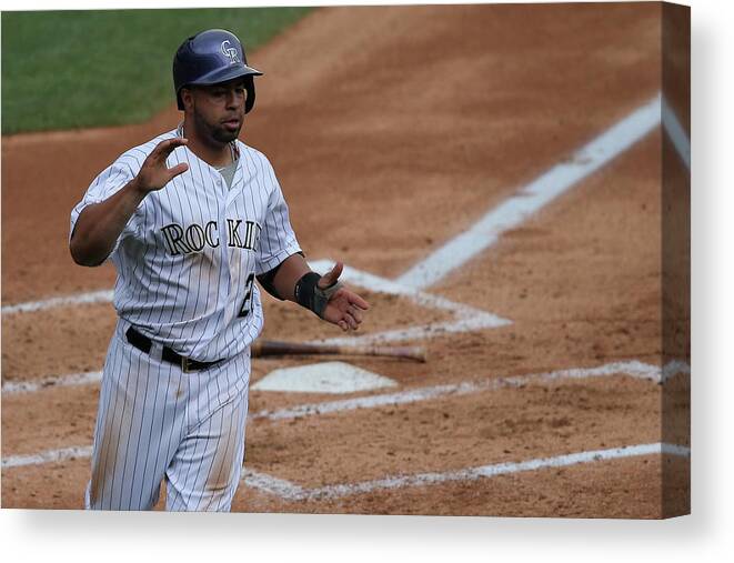 Second Inning Canvas Print featuring the photograph Wilin Rosario by Doug Pensinger