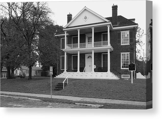 William Henry Harrison Home Photo Canvas Print featuring the photograph William Harrison Home at Vincennes Indiana BW by Bob Pardue