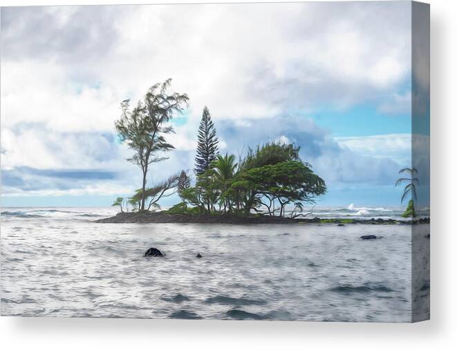 Hawaii Canvas Print featuring the photograph Wind-Blown Maui Coast near Hana by Betty Eich