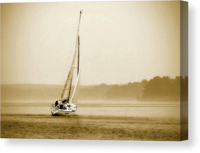 Sepia Canvas Print featuring the photograph Wind on the Water by Alan Hausenflock