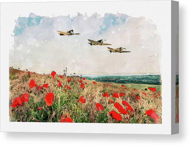 Spitfire Poppies Canvas Print featuring the digital art Winged Angels by Airpower Art