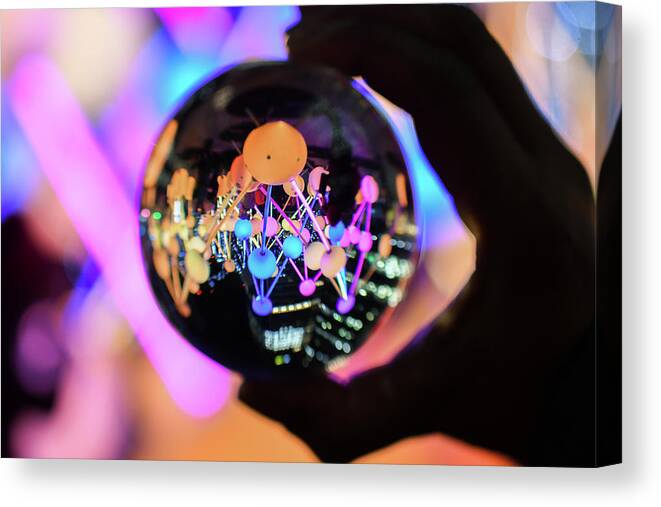 Glass Ball Canvas Print featuring the photograph Winter lights globe by Andrew Lalchan