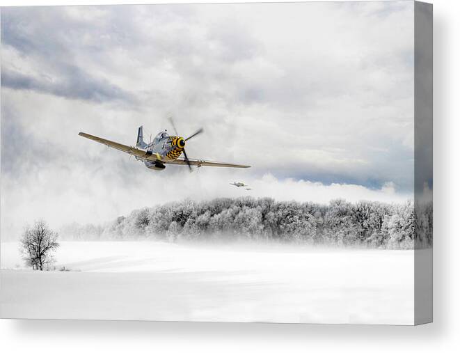 P-51 Mustang Canvas Print featuring the digital art Winter Stallions by Airpower Art