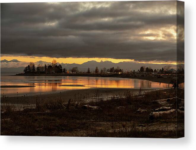 Parksville Bay Canvas Print featuring the photograph Winter Sunrise on Parksville Bay by Randy Hall