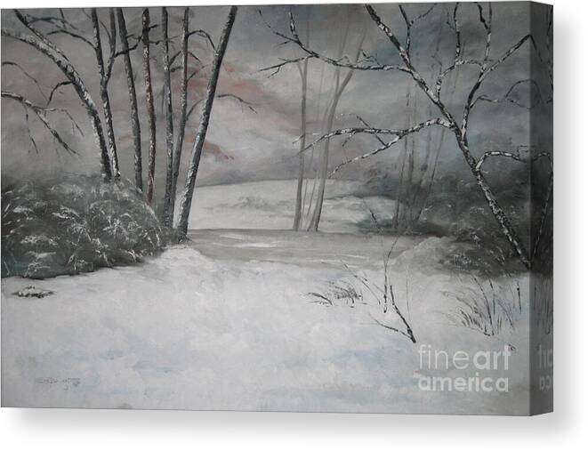 Oil Painting Canvas Print featuring the painting Winter's Dawning Oil Painting by Catherine Ludwig Donleycott