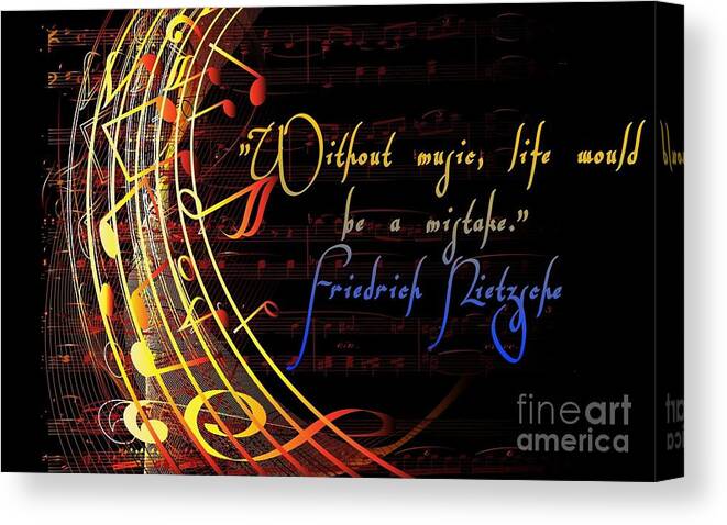 Inspirational Canvas Print featuring the mixed media Without Music by Claudia Zahnd-Prezioso