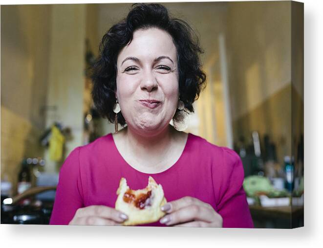 Breakfast Canvas Print featuring the photograph Woman Enjoying Her Breakfast by Willie B. Thomas