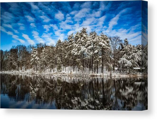 Snow Canvas Print featuring the photograph Wonder Lake by Addison Likins