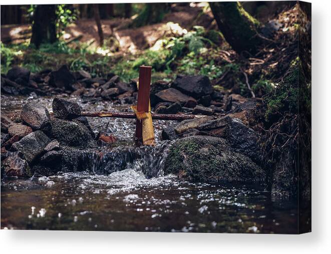 Generate Canvas Print featuring the photograph Wooden mill driven by a river by Vaclav Sonnek