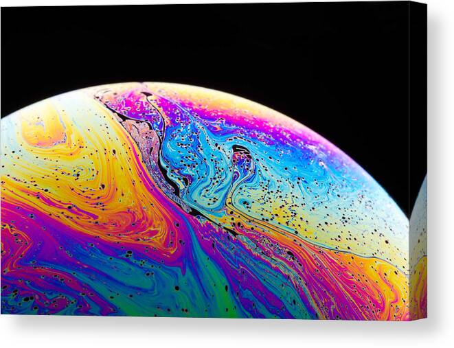Black Background Canvas Print featuring the photograph World of Bubble by Mukerrem Misirlioglu