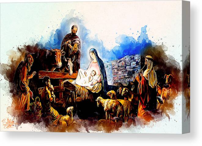 God Canvas Print featuring the painting Worship by Charlie Roman