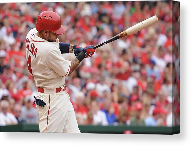 St. Louis Cardinals Canvas Print featuring the photograph Yadier Molina by Michael Thomas