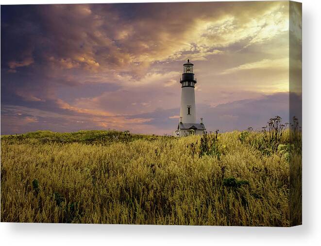 Yaquina Canvas Print featuring the photograph Yaquina Lighthouse by Brian Venghous