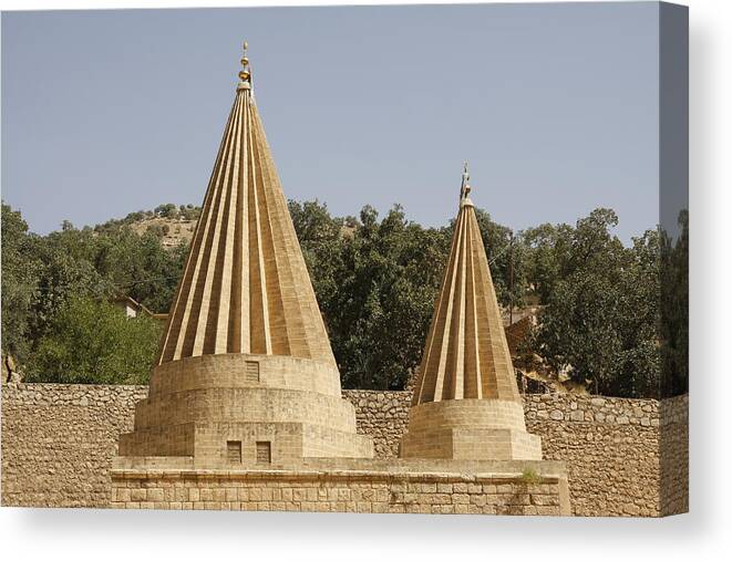 Angel Canvas Print featuring the photograph Yazidi temple rooftop by Konstantin_Novakovic